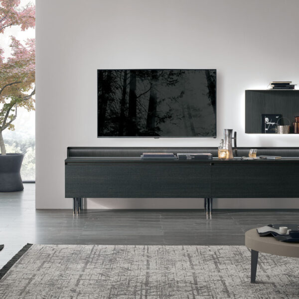 “Contemporary living room system Atlante UNIT_AT101 by Tomasella – sleek modular storage with open and closed elements”