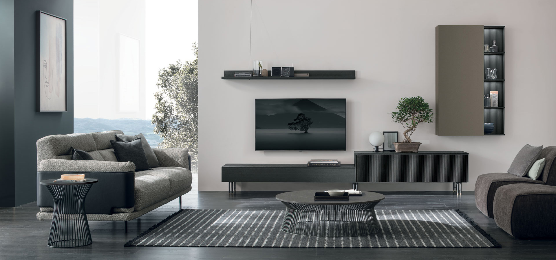 “Atlante UNIT_AT102 by Tomasella – contemporary Italian wall unit with horizontal layout and sleek storage elements”