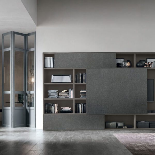 “Atlante UNIT_AT203 by Tomasella – modern Italian wall unit with clean geometric lines, open shelving, and minimalist storage design”