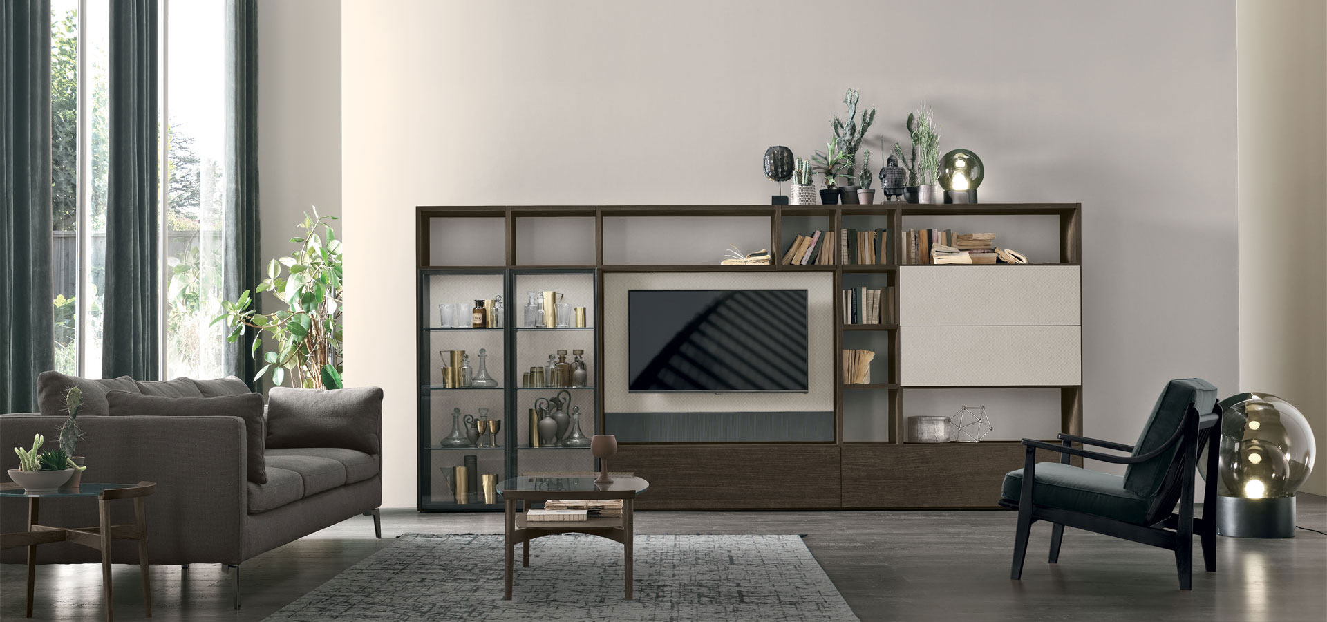 “Atlante UNIT_AT212 by Tomasella – modern Italian wall unit featuring clean lines, open shelving, and minimalist storage elements”