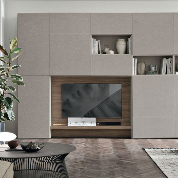 “Atlante UNIT_AT214 by Tomasella – contemporary Italian wall unit with clean lines, asymmetrical shelving, and minimalist storage design”