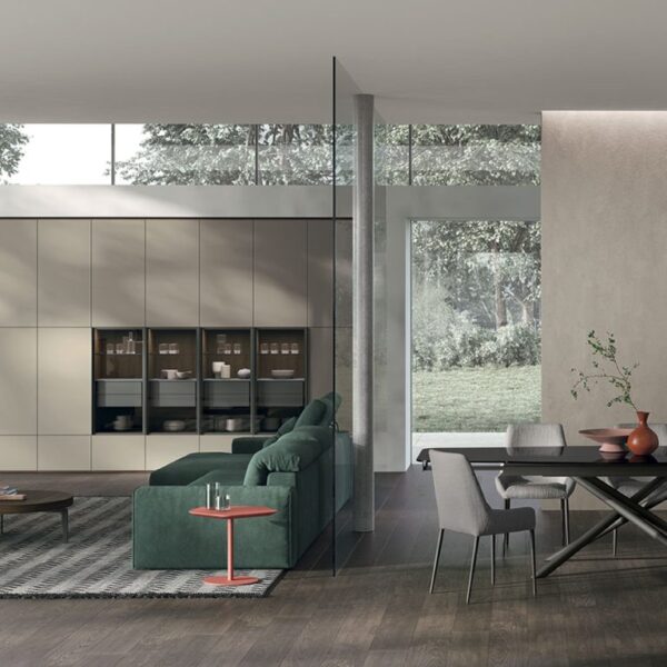 “Contemporary living room unit Atlante UNIT_AT230 by Tomasella – elegant modular system with matte lacquered finish”