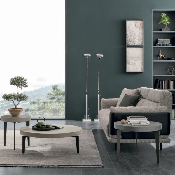 “Atollo coffee table by Tomasella – modern Italian table with rounded top and elegant open metal base”