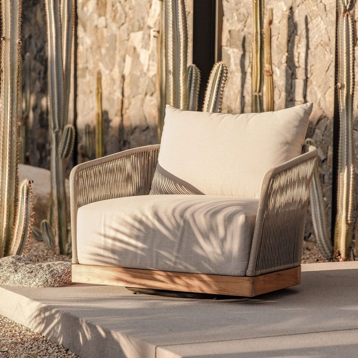 “Harbour Avalon Swivel Lounge Chair – ergonomic outdoor seating with refined coastal silhouette”