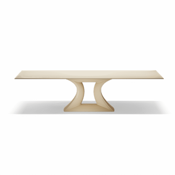 "Modern dining table by Vondom with sharp-angled legs and clean rectangular top from the REST series."