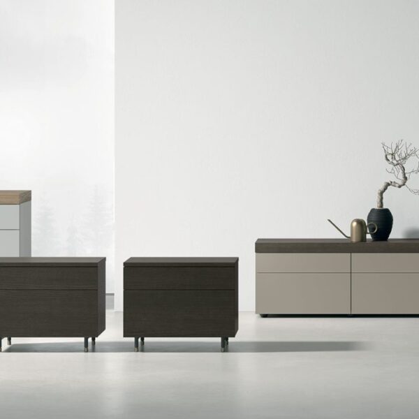 “Argo bed by Tomasella – modern Italian bed with geometric upholstered headboard and minimalist frame design”