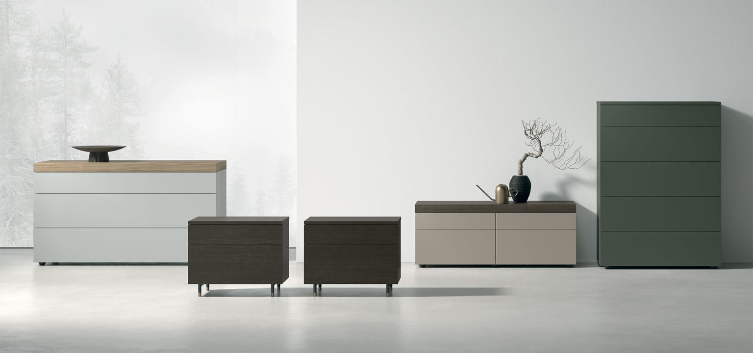 “Argo bed by Tomasella – modern Italian bed with geometric upholstered headboard and minimalist frame design”