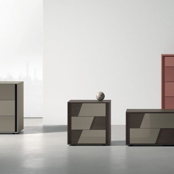 “Kross storage unit by Tomasella – modern Italian dresser with diagonal groove detailing and sleek matte finish”