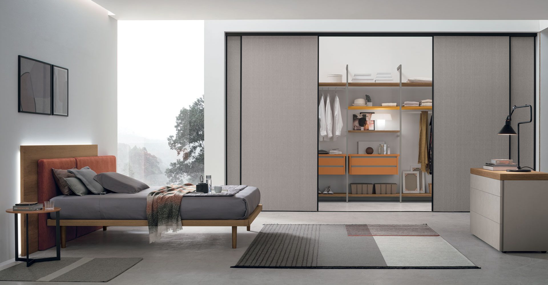 “Liberty Walk-in wardrobe by Tomasella – Italian open wardrobe system with modular shelves and hanging rails”