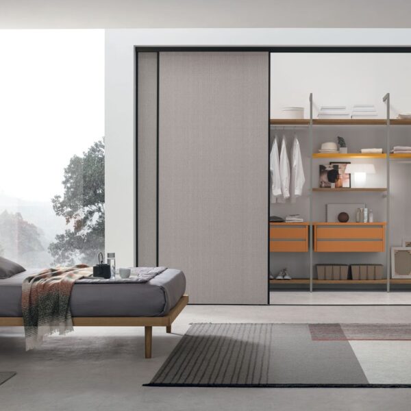 “Liberty Walk-in wardrobe by Tomasella – contemporary Italian open closet system with sleek shelving”
