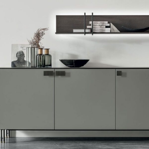 “Basilea sideboard by Tomasella – modern Italian storage unit with textured front panels and elegant geometric design”