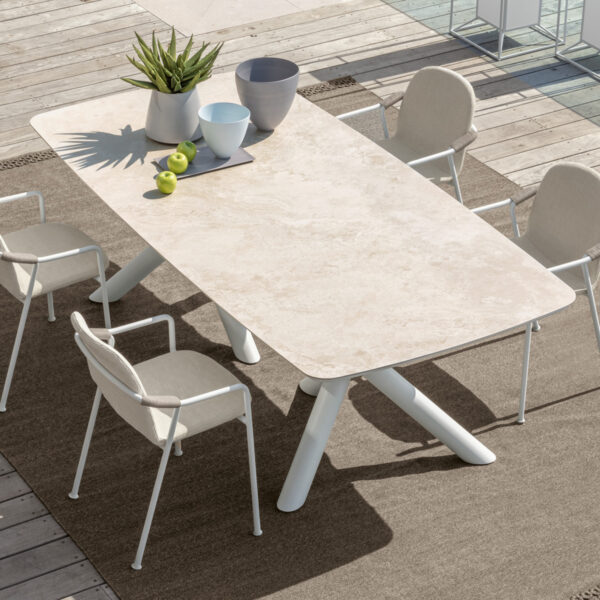 Coral Dining Table 240×120 by Talenti – large rectangular outdoor table with natural textures and modern elegance