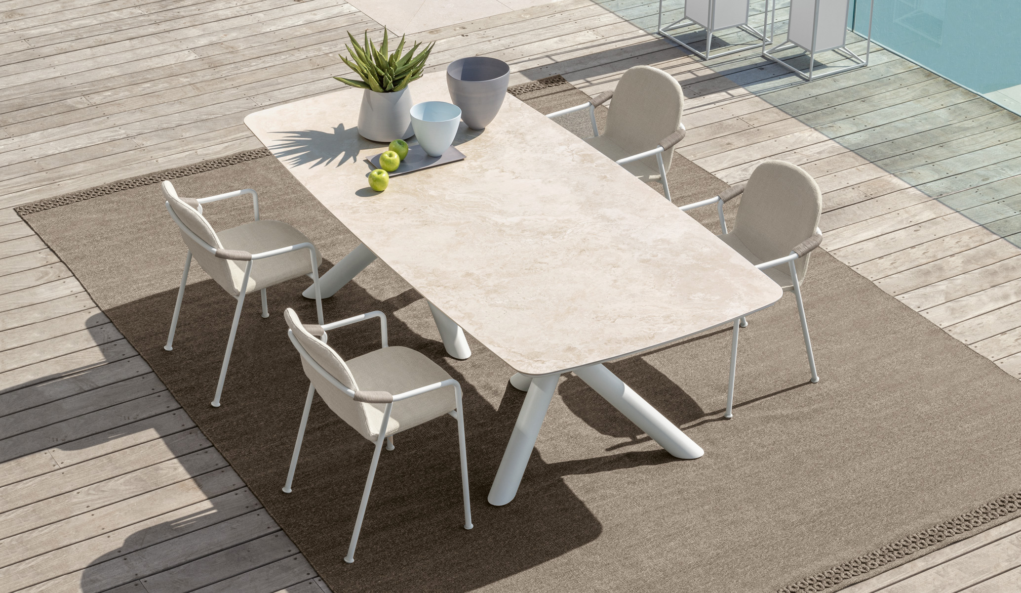Coral Dining Table 240×120 by Talenti – large rectangular outdoor table with natural textures and modern elegance