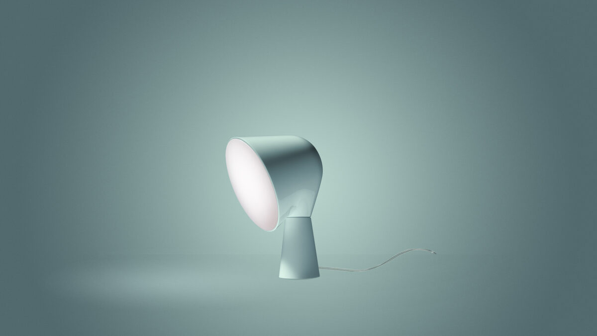 Binic table lamp in pink by Foscarini, adding a cheerful touch to contemporary spaces.