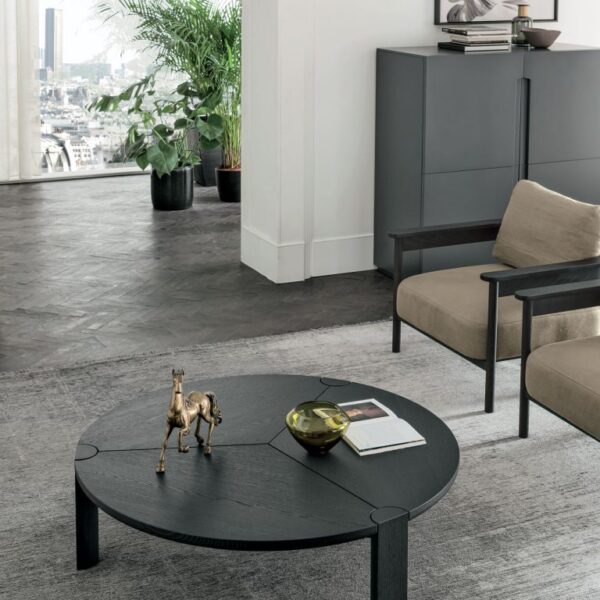 “Bite coffee table by Tomasella – modern Italian low table with bold geometric legs and minimalist tabletop”