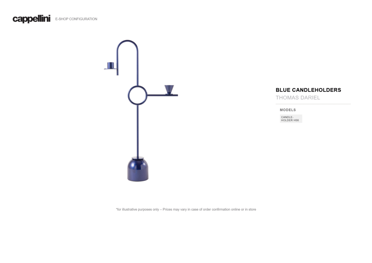 Luxury contemporary Blue Candleholders by Thomas Dariel for Cappellini, high-end Italian decor for Birmingham, Michigan.