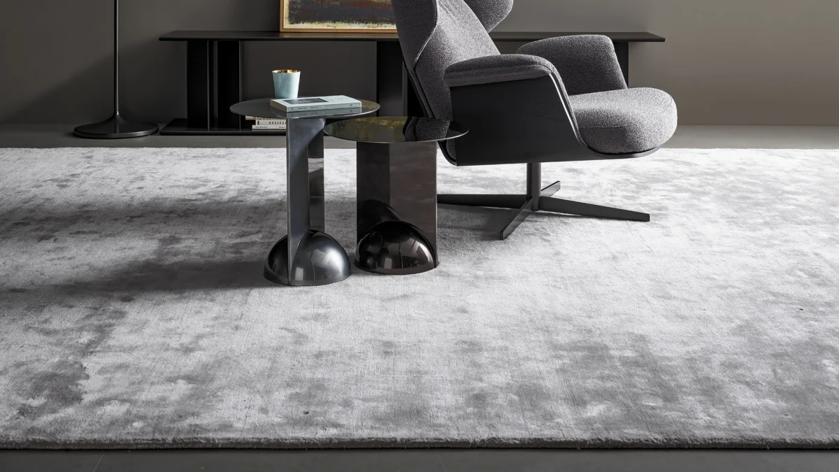 Modern Bonaldo Casablanca rug in Moon Eclipse or Essential Taupe, ideal for bedroom or lounge styling