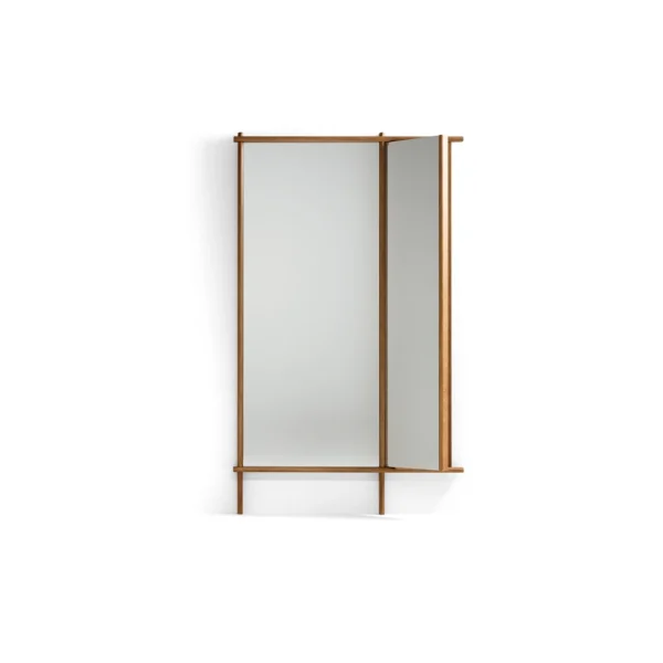 Bonaldo Isola mirror with slim metal frame and sculptural circular shelf at the base