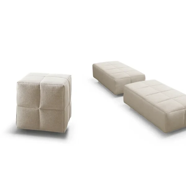 Contemporary Italian seating, Squaring bench and pouf by Bonaldo, Birmingham, Michigan.