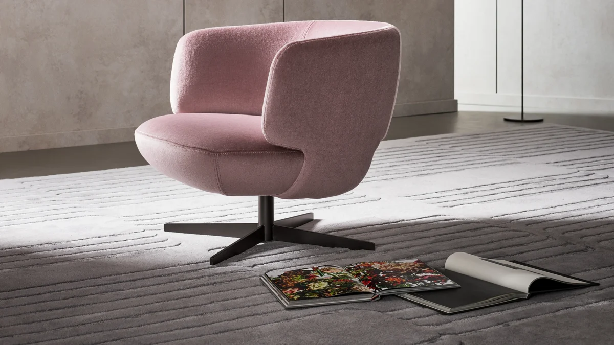 Italian‑designed Bonaldo Tangeri rug made in India with soft tone‑on‑tone texture from eucalyptus‑based Tencel