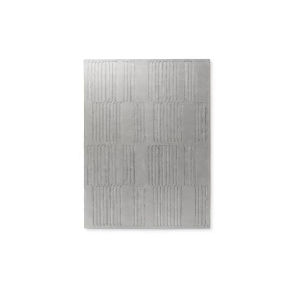 Bonaldo Tangeri rug in light grey wool‑Tencel blend with raised geometric relief pattern