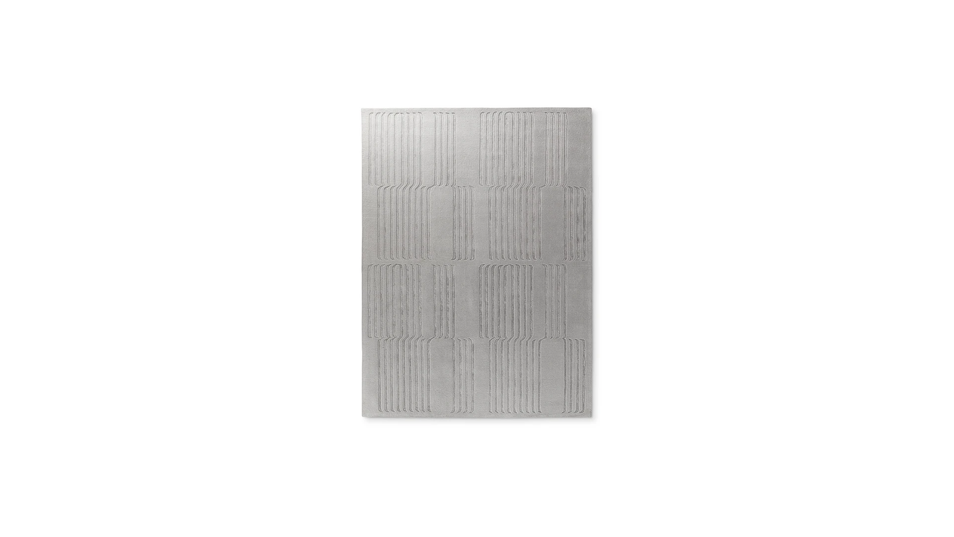 Bonaldo Tangeri rug in light grey wool‑Tencel blend with raised geometric relief pattern