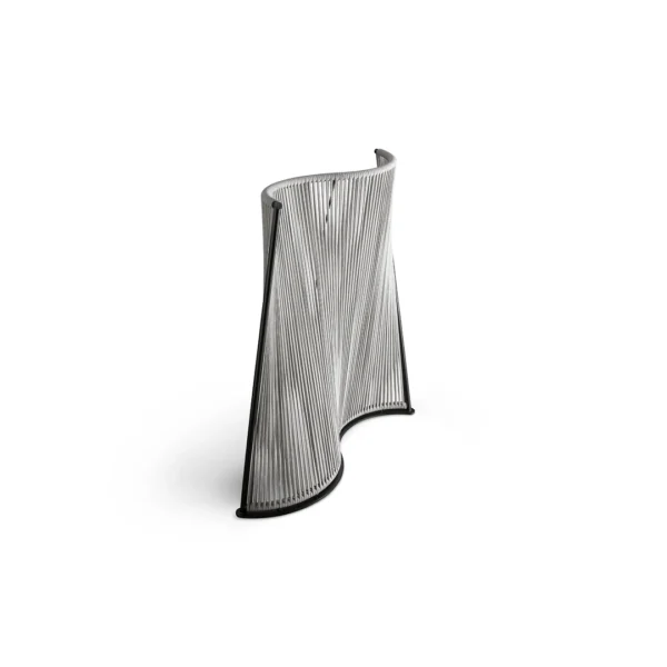 Bonaldo Wave screen with curved bronze metal frame and natural sand-coloured braided rope divider