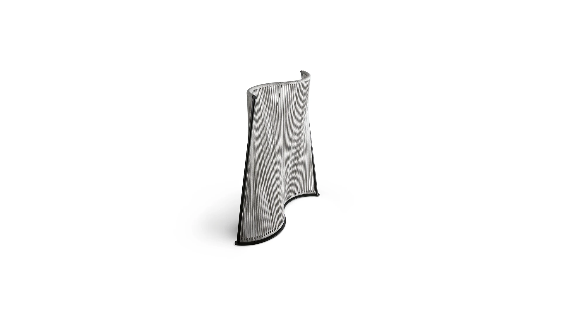 Bonaldo Wave screen with curved bronze metal frame and natural sand-coloured braided rope divider