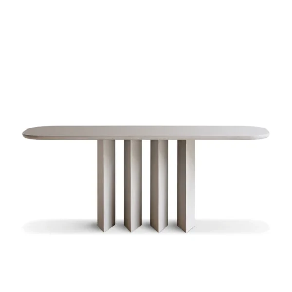 "Geometric Console with matte base finish and a thin top, perfect for modern interiors."