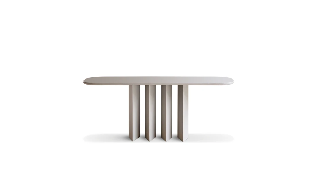 "Geometric Console with matte base finish and a thin top, perfect for modern interiors."