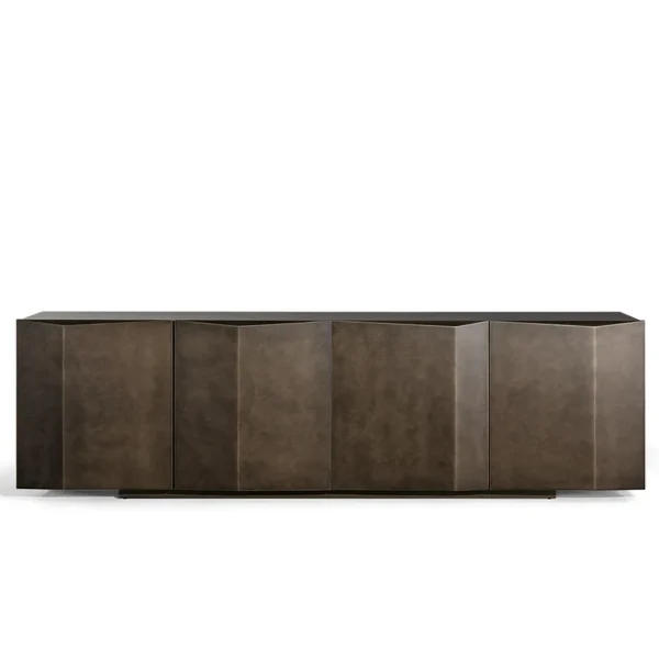 Bernese sideboard by Bonaldo with sleek matte lacquered wood finish and minimalist metal base.