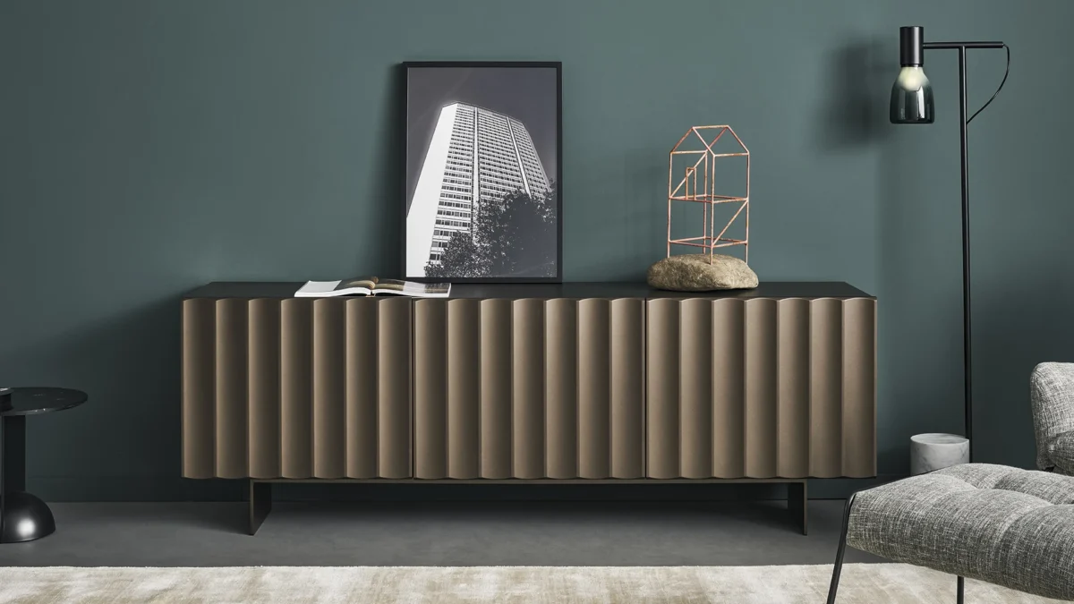 Bonaldo Dorian sideboard available in 138cm or 208cm widths with feet or plinth base options.
