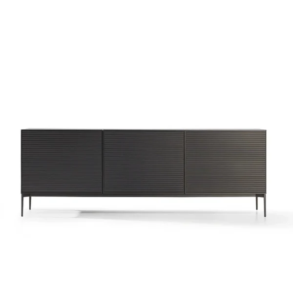 Moon square coffee table by Bonaldo, pure walnut form and central matte Ardesia Grey ceramic insert floating atop base
