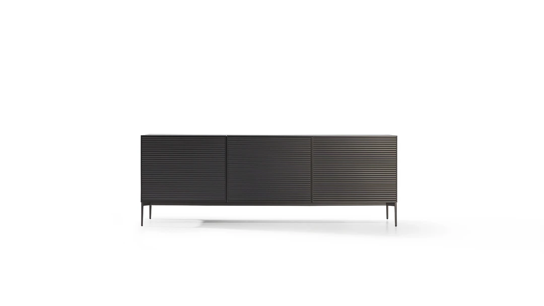 Moon square coffee table by Bonaldo, pure walnut form and central matte Ardesia Grey ceramic insert floating atop base