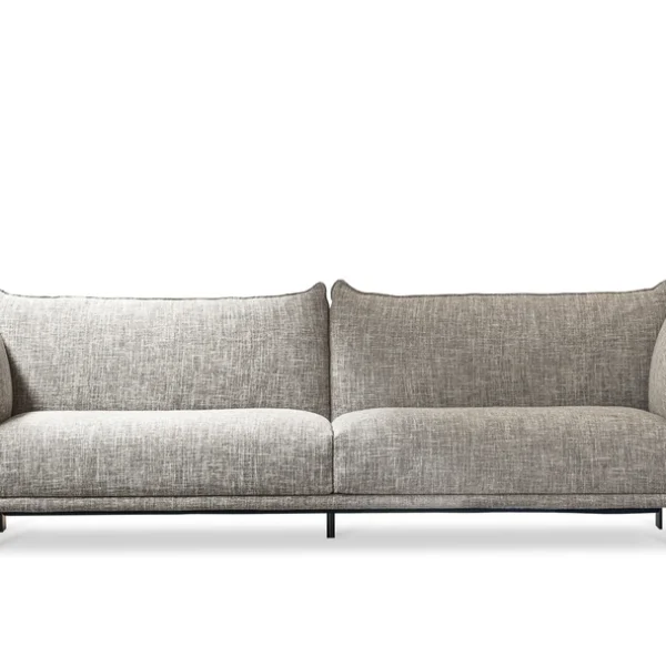 Blend sofa by Bonaldo with emery leather perimeter and soft fabric upholstery, designed by Giuseppe Viganò.