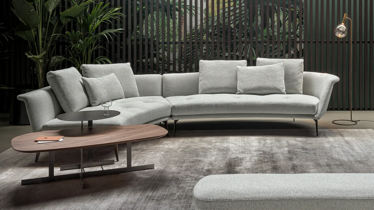“Contemporary Hunts sofa by Bonaldo styled in Troy Michigan living room setting”