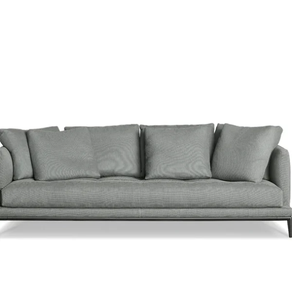 Soft Island sofa by Bonaldo with deep seat, generous cushions, and slender metal base, designed by Sergio Bicego.