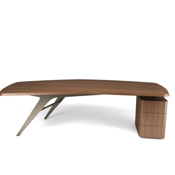 Luxury modern Italian executive desk Diver by Bonaldo with walnut top and bronze metal legs – featured in Royal Oak office