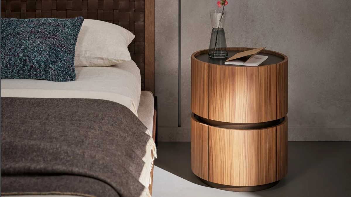 Moneypenny bedside table by Bonaldo, available in high and low versions, suitable for both bedroom and office environments.