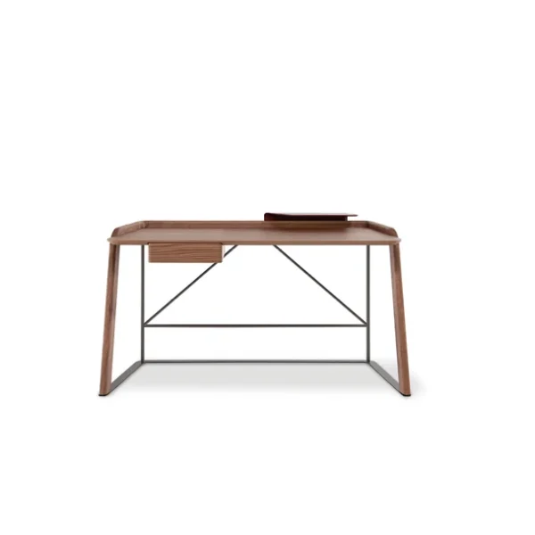 "Back view of Gauss chair showing smooth curves and tapered metal legs."
