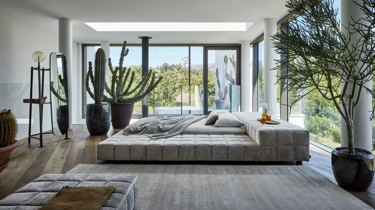Designer square-shaped bed, Squaring by Bonaldo, Royal Oak, Michigan.