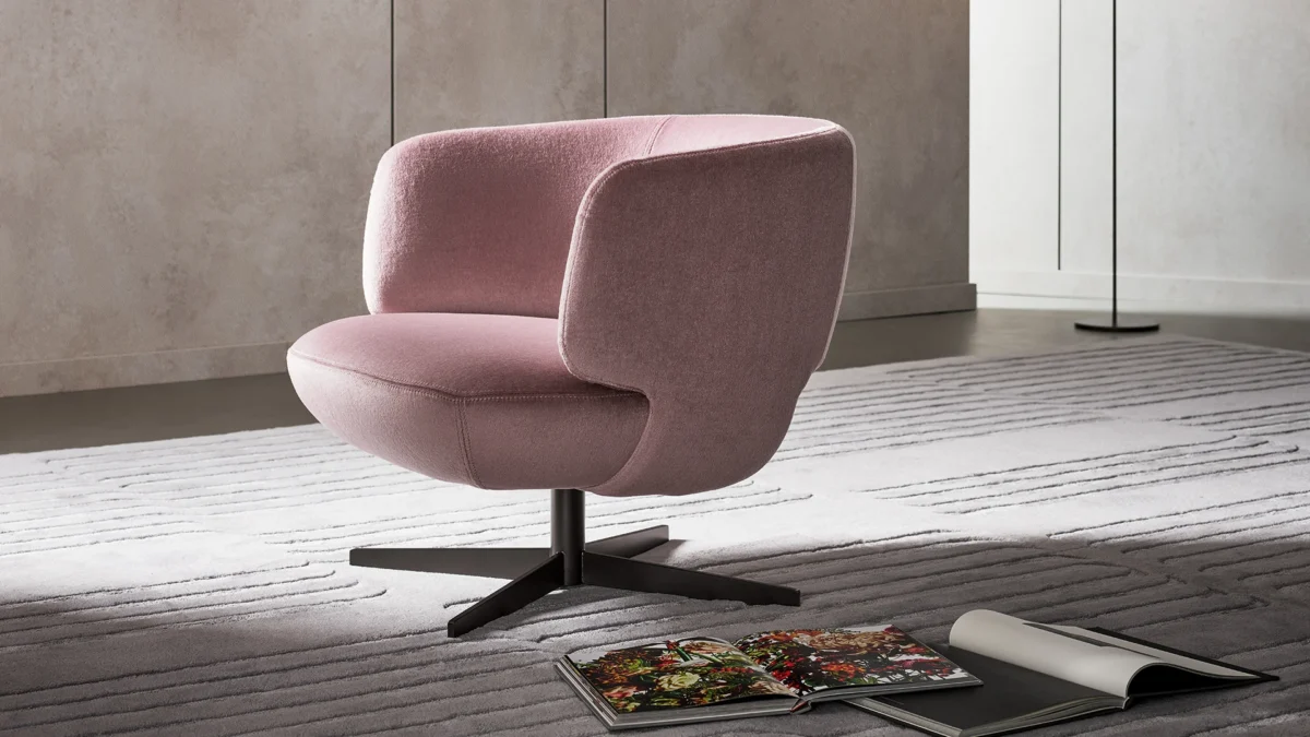 Doge armchair by Bonaldo featuring retro 1970s aesthetic, plush seat cushions, and flared arm flaps