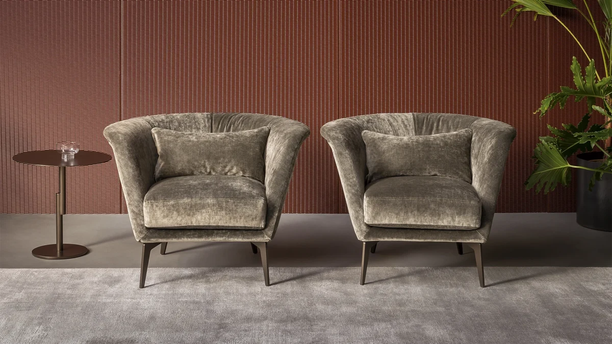 “Lovy low armchair by Bonaldo with curved silhouette at Royal Oak showroom”
