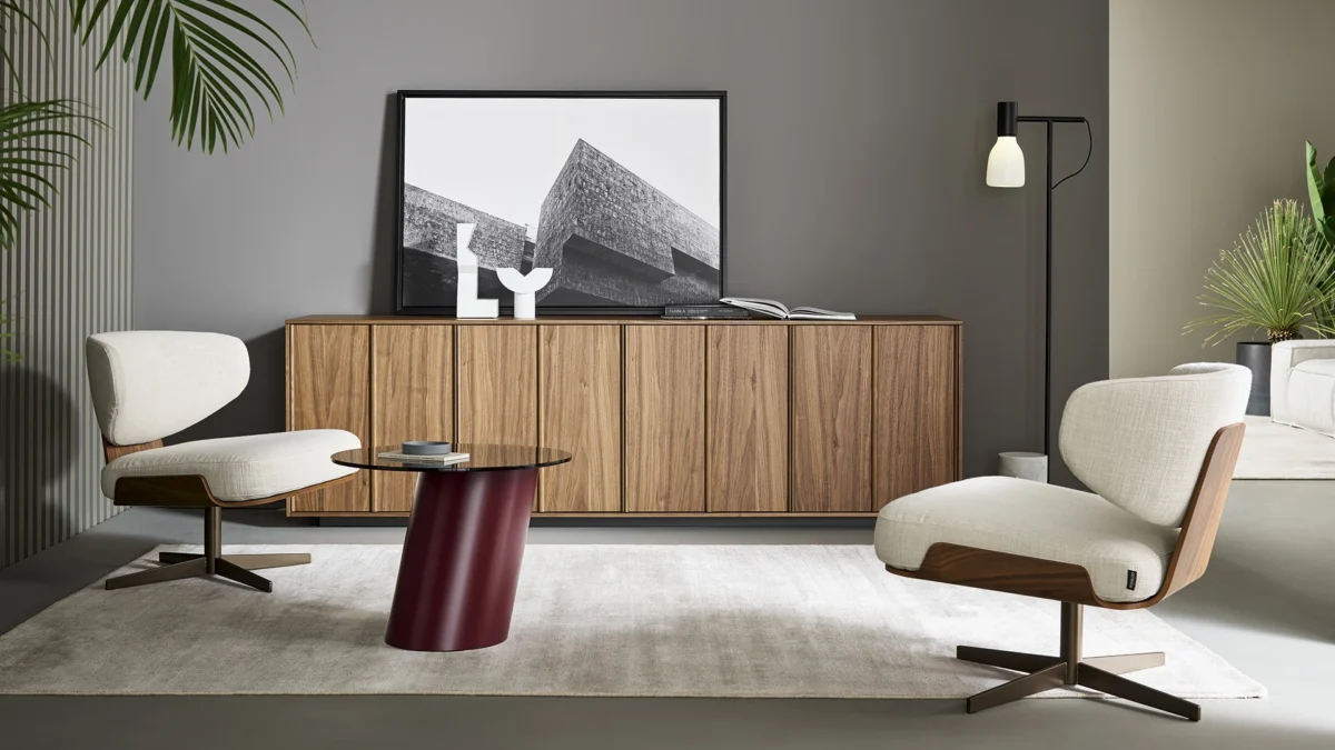 “Minimalist Caves sideboard by Bonaldo presented in Royal Oak Michigan home showroom”