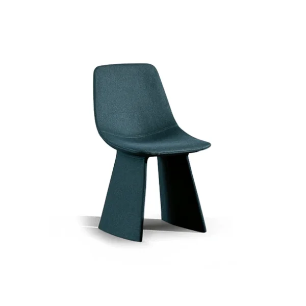"Bonaldo Agea chair in teal fabric, with trunk‑like legs and comfortable seat shell in a cohesive material."