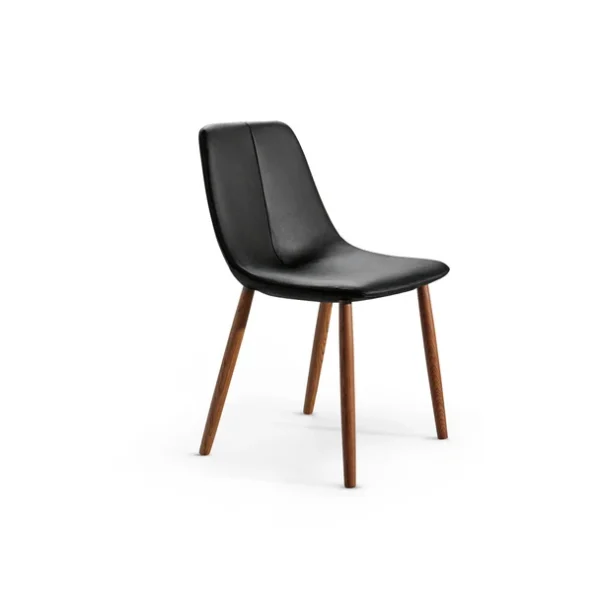 "By Met chair with plush seat and curved backrest, designed for both style and comfort."