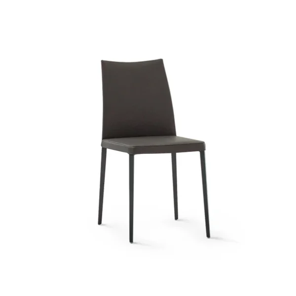 "Miss Kayla chair in neutral-toned fabric with modern styling and ergonomic padded seat."
