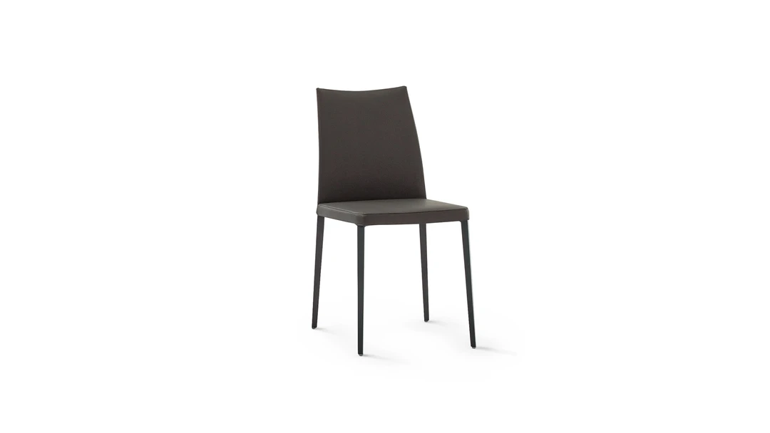 "Miss Kayla chair in neutral-toned fabric with modern styling and ergonomic padded seat."