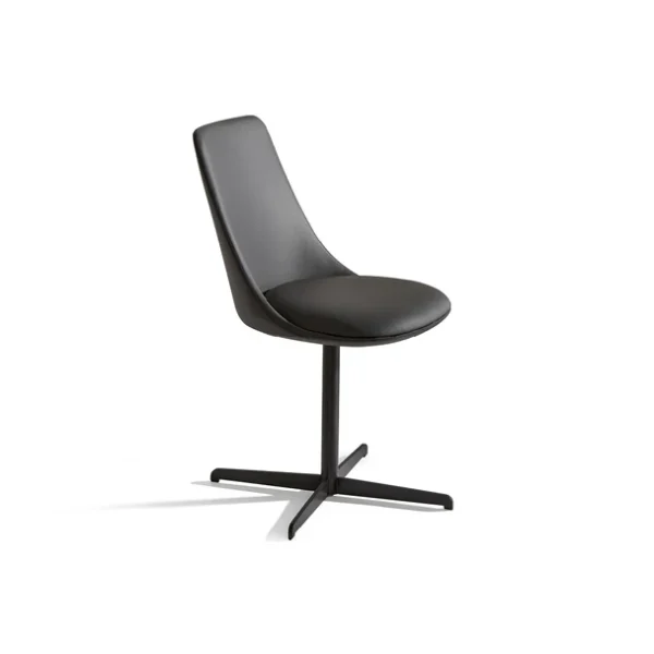 "Miss Itala Office chair in eco-leather with armrests, ergonomic form, and black castor base."