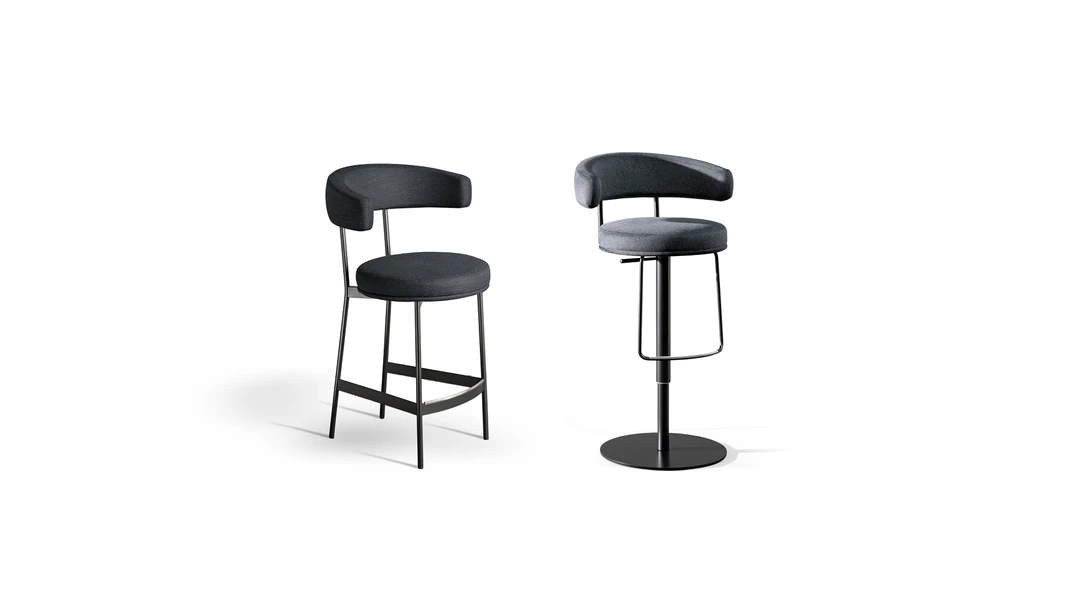 "Bonaldo Neuilly Too stool combining minimalist design with ergonomic comfort."
